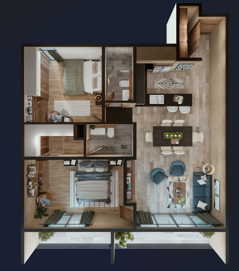 DEPARTAMENTO 2 HABT.  CON VISTA PARQUE METROPOLITANO